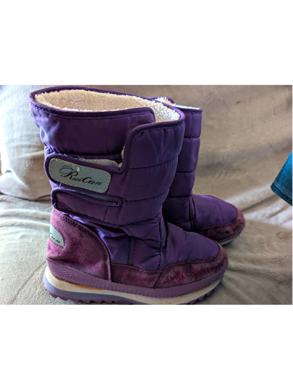 RuiCan 瑞灿 Women’s Purple Snow Boots CN 40/250 US 9 Winter Faux Fur hook & loop